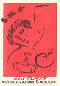 MARC CHAGALL, Maler in Rosa, Farblithografie von 1959, Probedruck